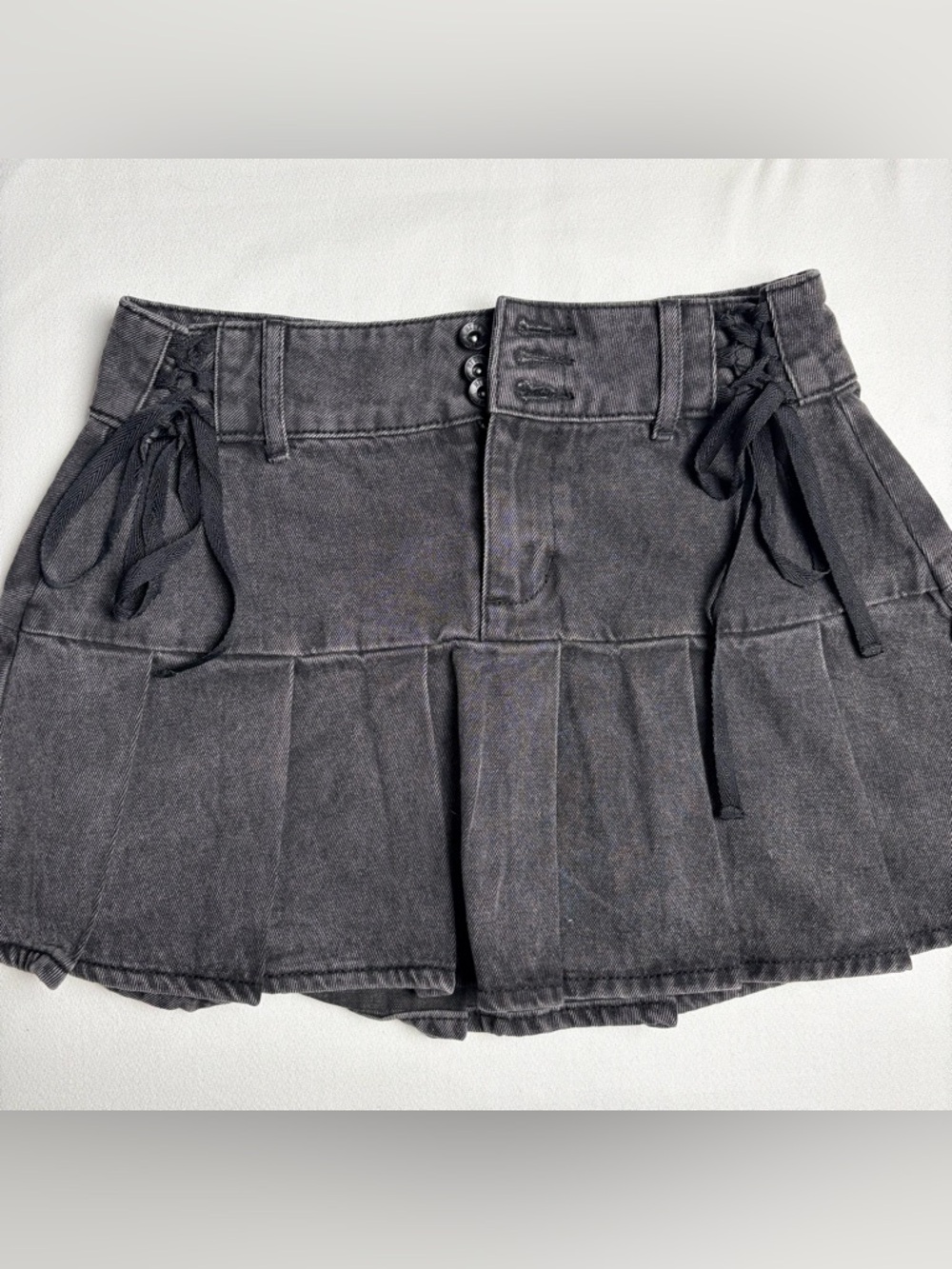 Social Collision Black Denim Mini Skirt- S/M